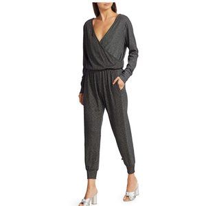 💥NWOT Terez Cloud Nine Waffle Knit Jumpsuit Disco Metallic Luxe Size Small